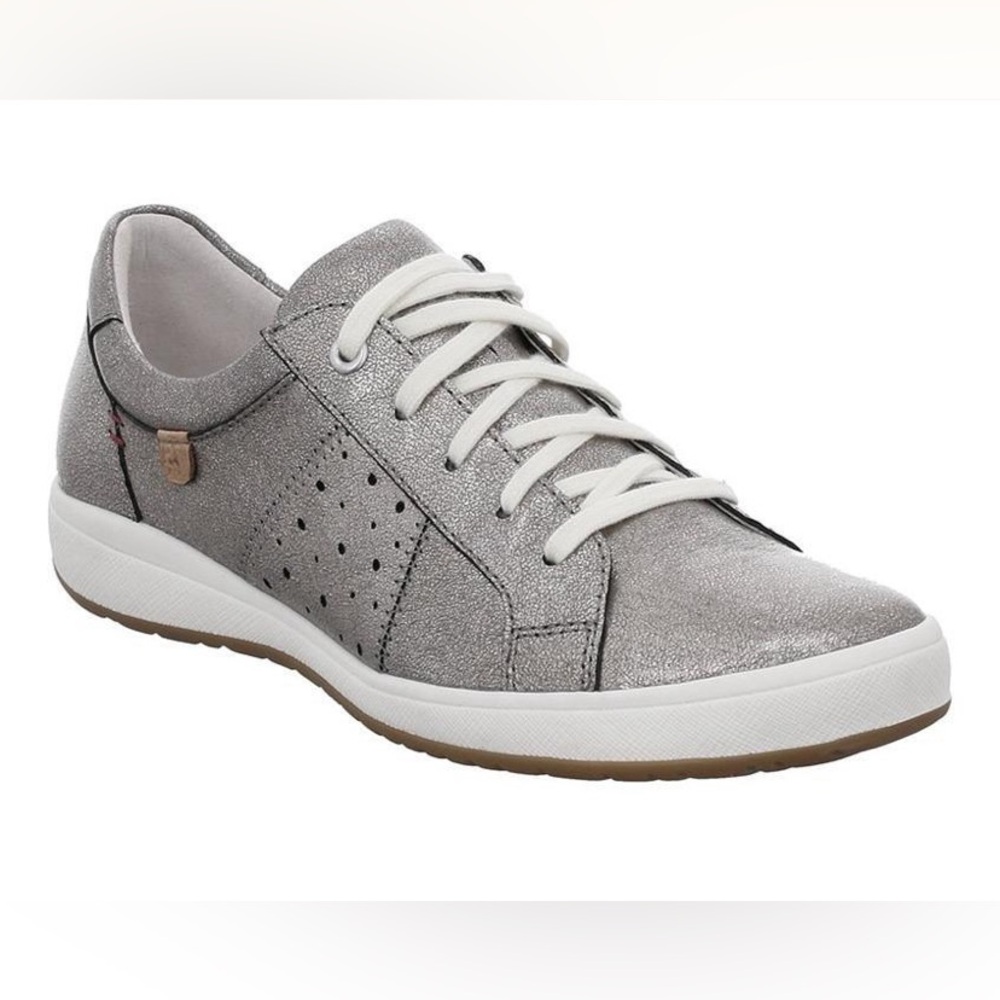 Josef Seibel Women's Silver Metallic Lace-Up Sneakers